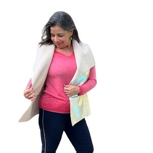 Metallic silver Sherpa lined sleeveless jacket NWT M/L